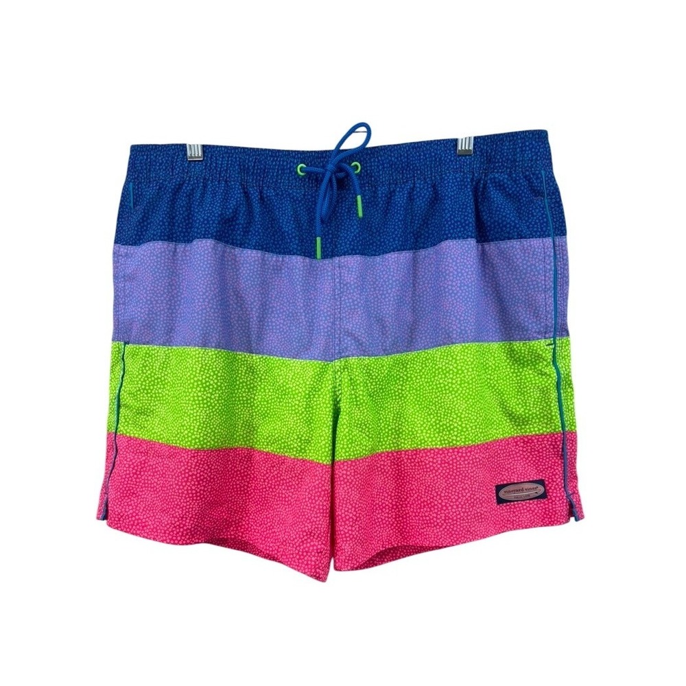 Vineyard Vines Swim Trunks Mens XL Multi Colorblock 6in Inseam Lined Preppy Pool